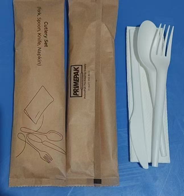 Cutlery Kit – Knife, Fork, Spoon & Napkin, White (500 Sets / Case)