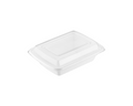 12oz Rectangular Plastic Container with Lid – White Base, Clear Lid (150pcs / Case)