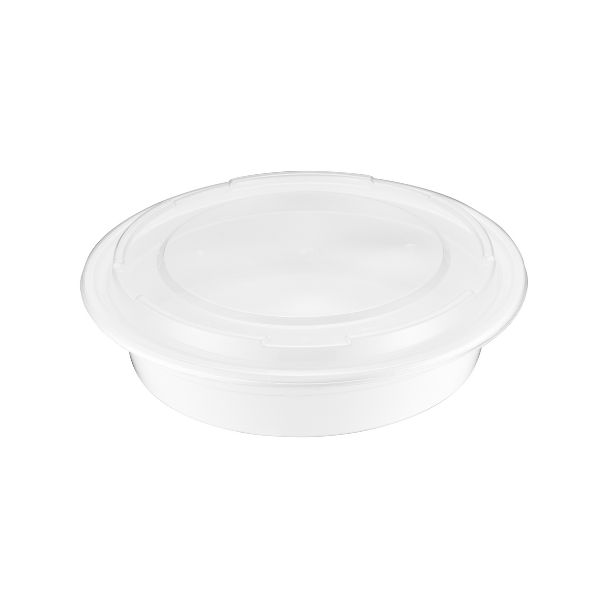 16oz Round Container Bowl with Lid – White Base, Clear Lid (150pcs / Case)