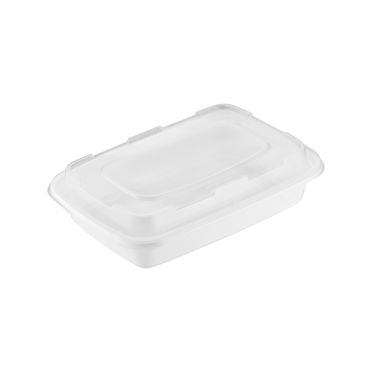 16oz Rectangular Plastic Container with Lid – White Base, Clear Lid (150pcs / Case)