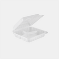 8" Clamshell 3-Compartment Take-Out Container – Clear (150pcs / Case)