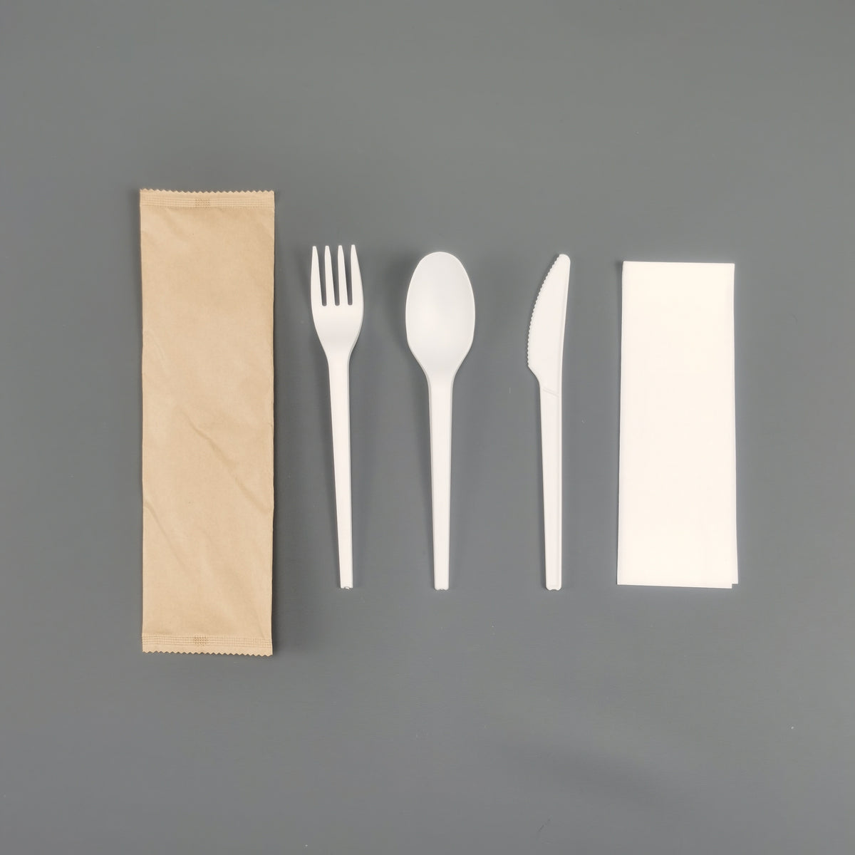 Cutlery Kit – Knife, Fork, Spoon & Napkin, White (500 Sets / Case)
